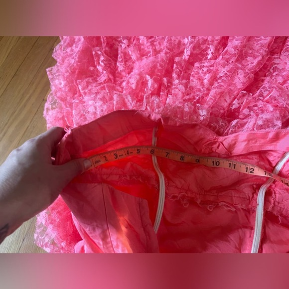 50s Vintage Hot Pink Tulle and Lace Cupcake Dress with Shelf Bust - Picture 9 of 16